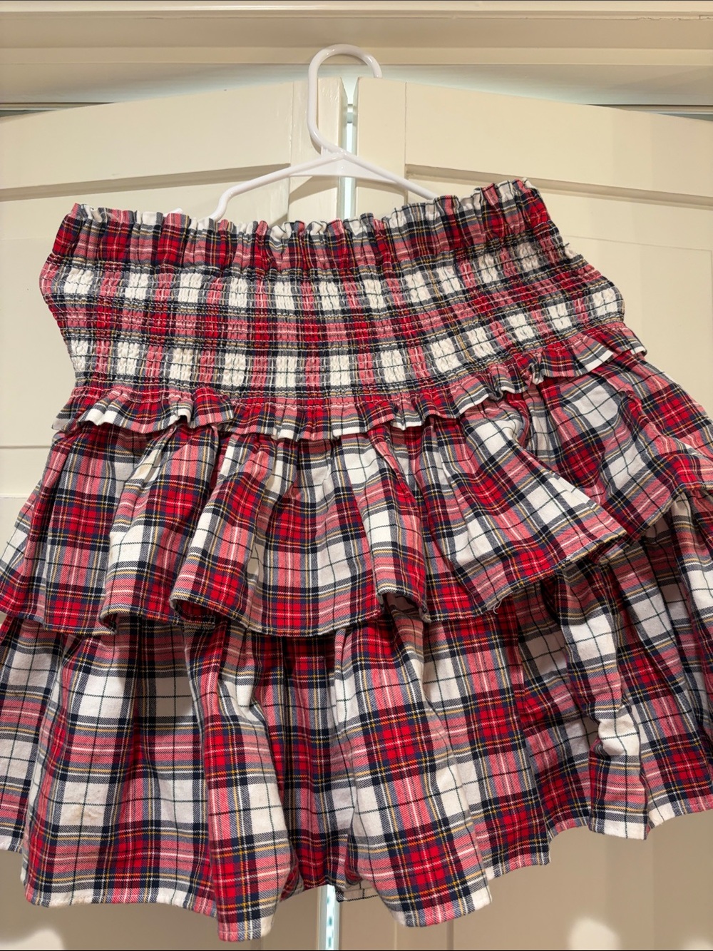 NWT Janie and Jack Red and cream Plaid Ruffle Smocked Girls' Skirt